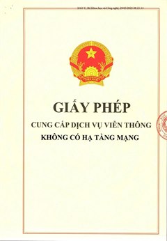 Trang bìa giấy phép cung cấp dịch vụ viễn thông không có hạ tầng mạng số 216/GP-BKHCN