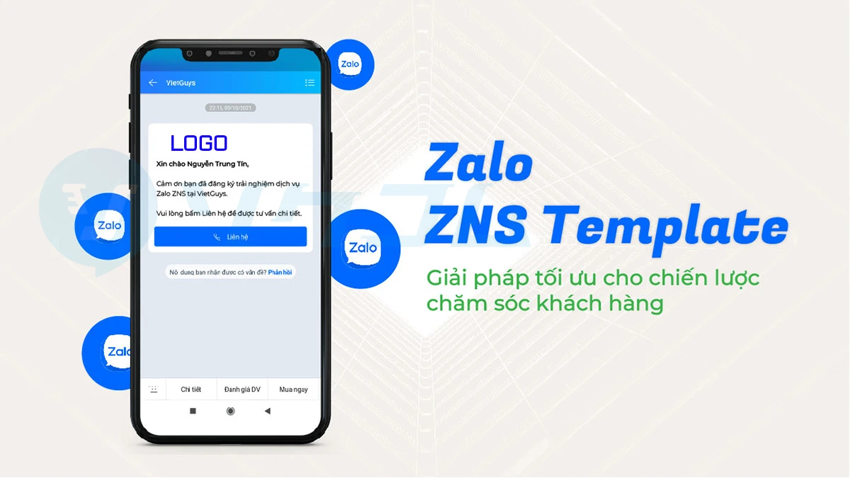Minh hoạ mẫu thông báo Zalo ZNS trên điện thoại